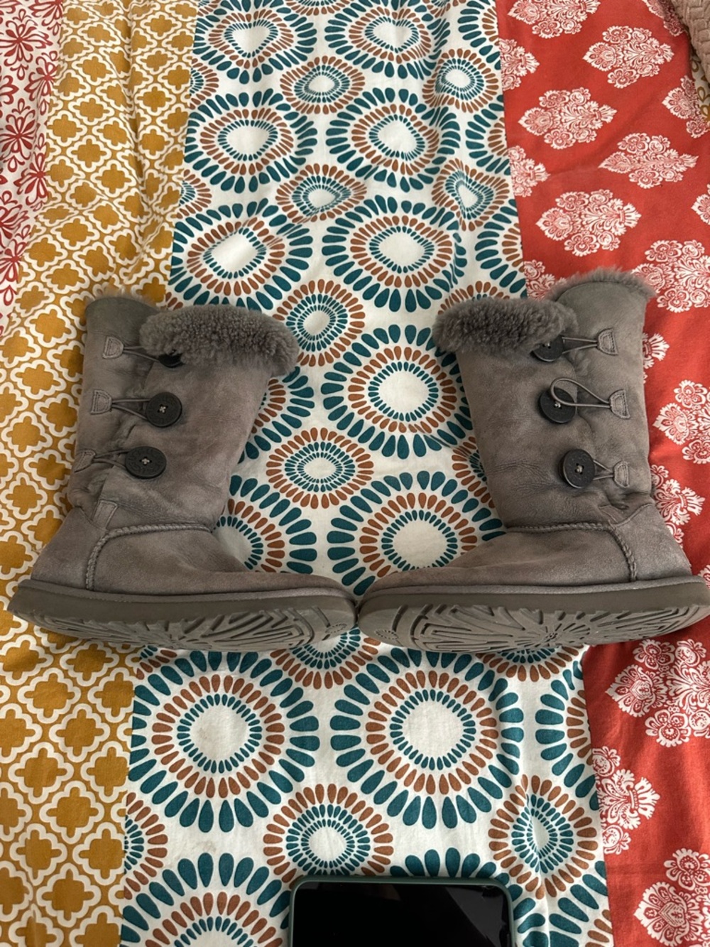 Gray Button-Accent Faux Fur Winter Boots